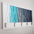 Aqua Gradient Wall Hook Rack Plank Wood Mosaic Wall Decor