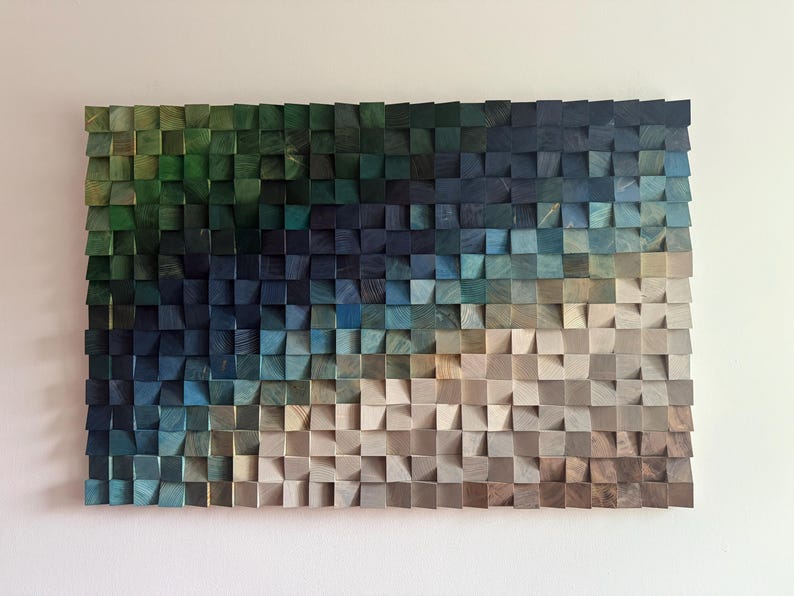 Oceanic Ombre 3D Wood Mosaic Wall Art