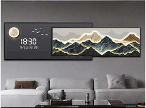 Golden Harmony: Dual-Frame Painting with Digital Clock
