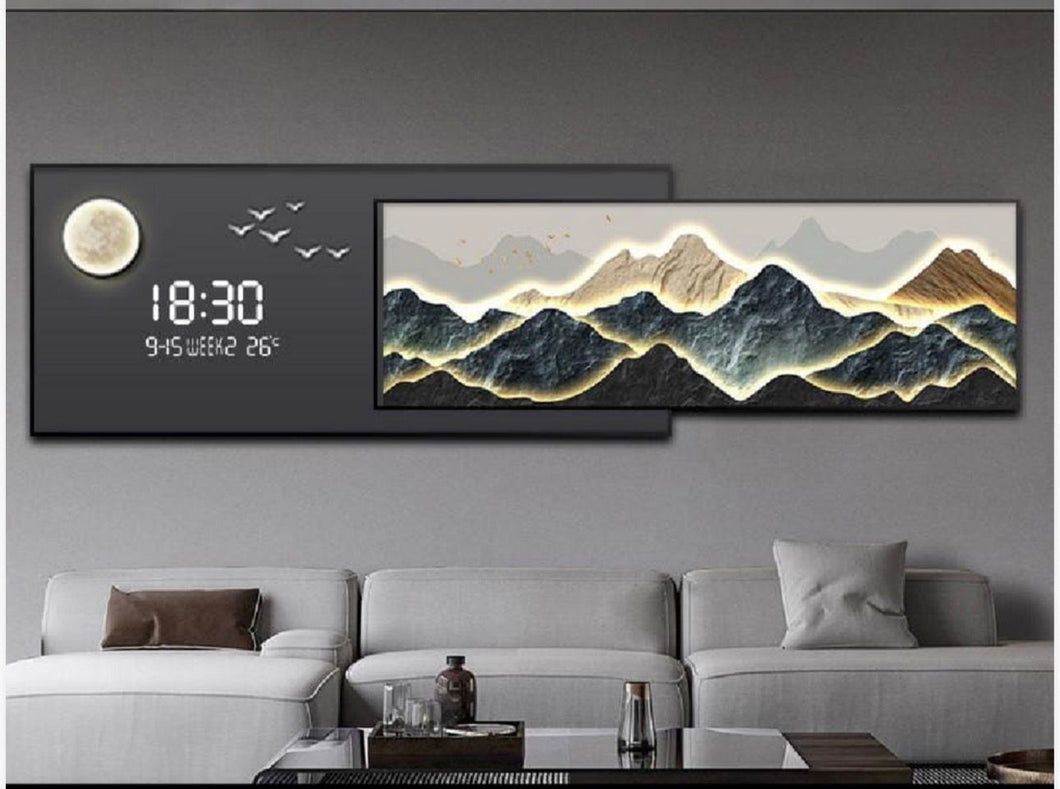 Golden Harmony: Dual-Frame Painting with Digital Clock