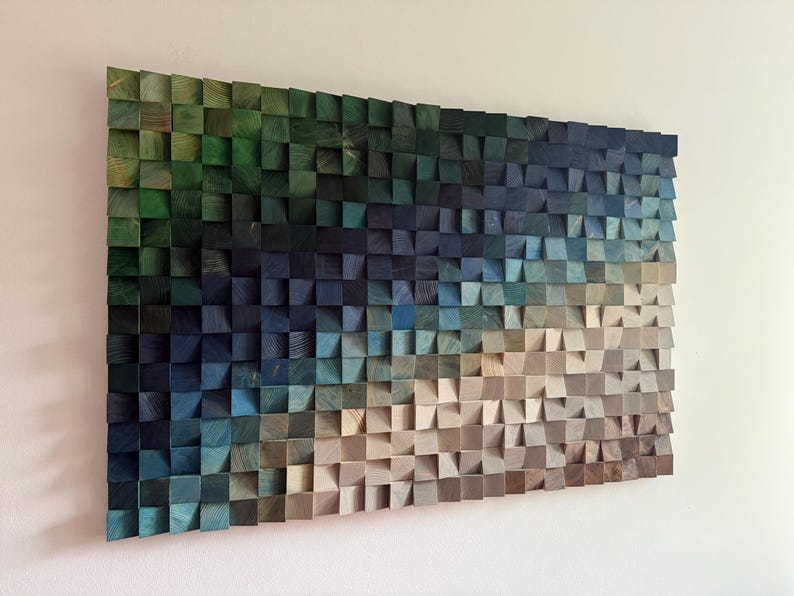 Oceanic Ombre 3D Wood Mosaic Wall Art