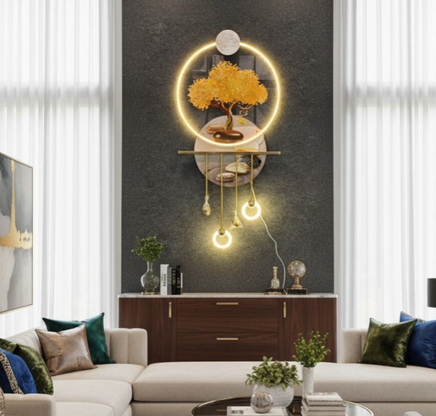 Charismatic Golden Tree with Deer Wall Decor