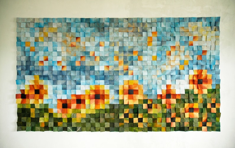 Sunflower Wood Mosaic Wall Decor