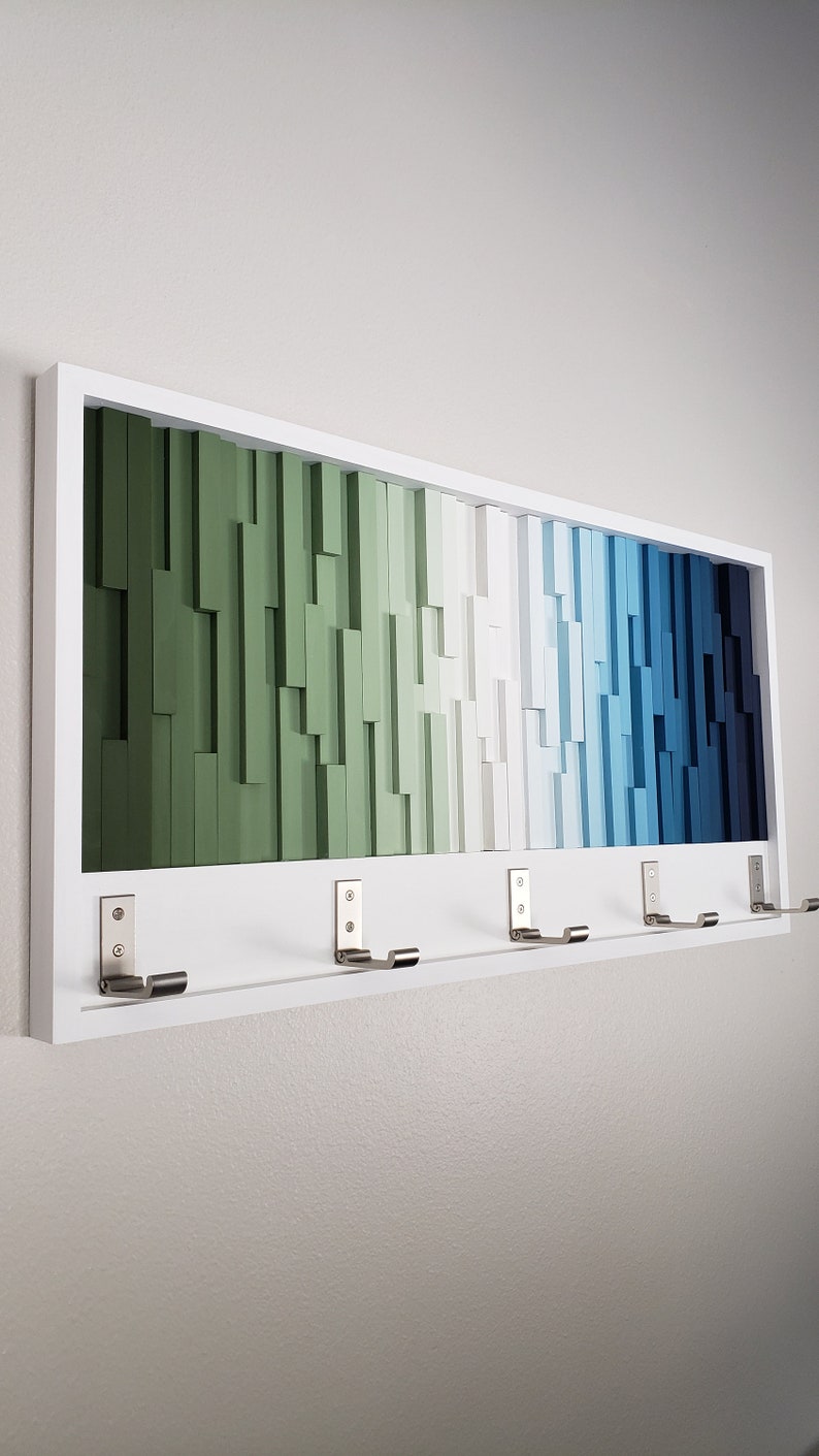 Verdant Horizon Wall Hook Rack Plank Wood Mosaic Wall Decor