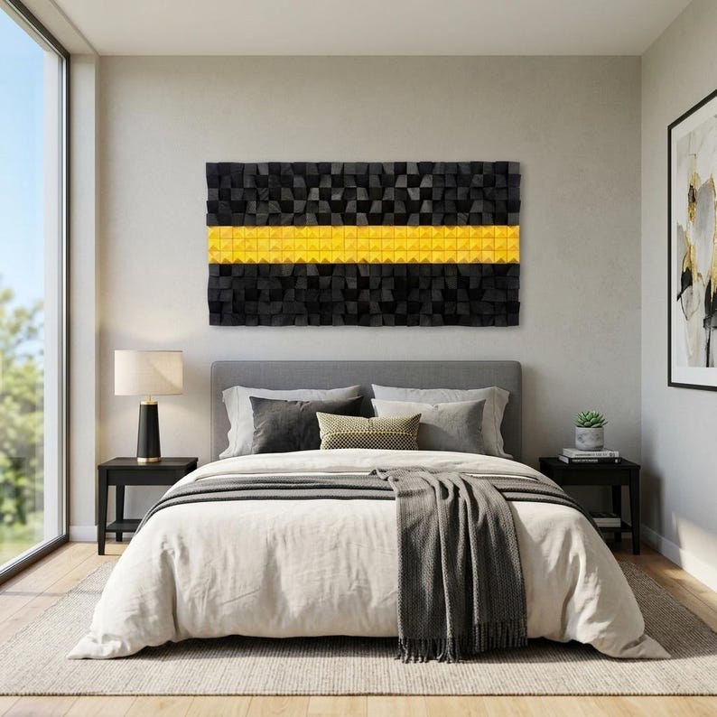 Obsidian Gold Wood Mosaic Wall Decor