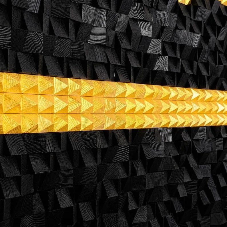 Obsidian Gold Wood Mosaic Wall Decor