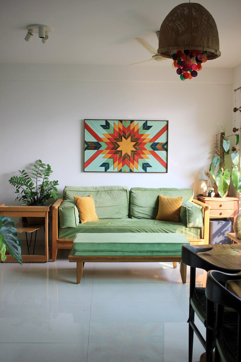 Circle of Joy Wood Mosaic Boho Art