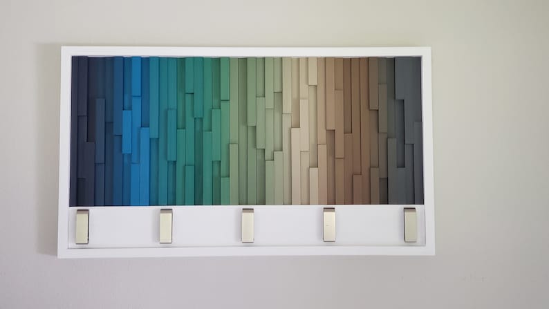 Spectrum Ridge Wall Hook Rack Plank Wood Mosaic Wall Decor
