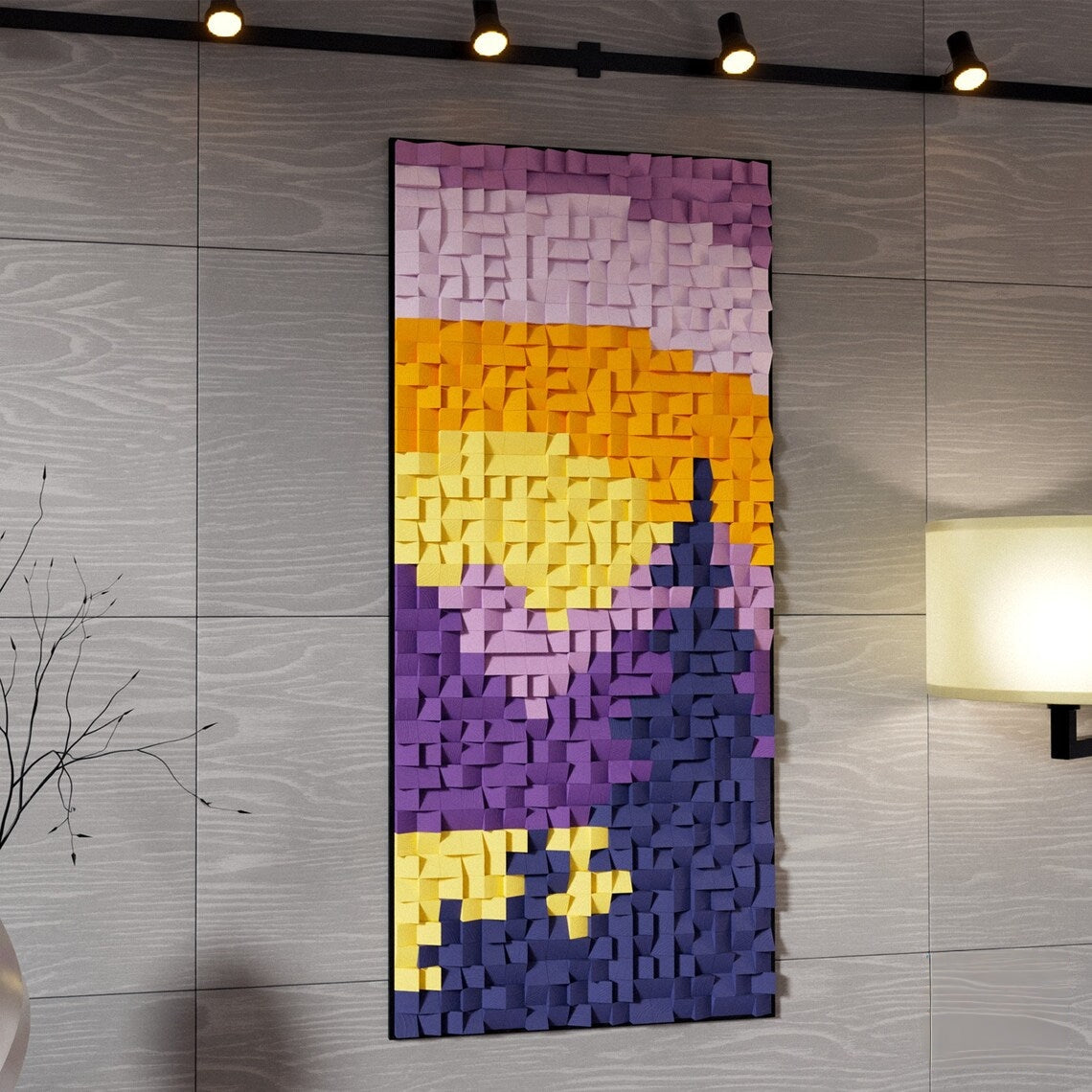Mountain Sunset 3D Wood Mosaic Wall Decor
