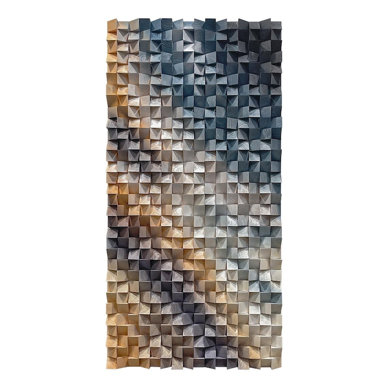Monochrome Facets Wood Mosaic Wall Decor