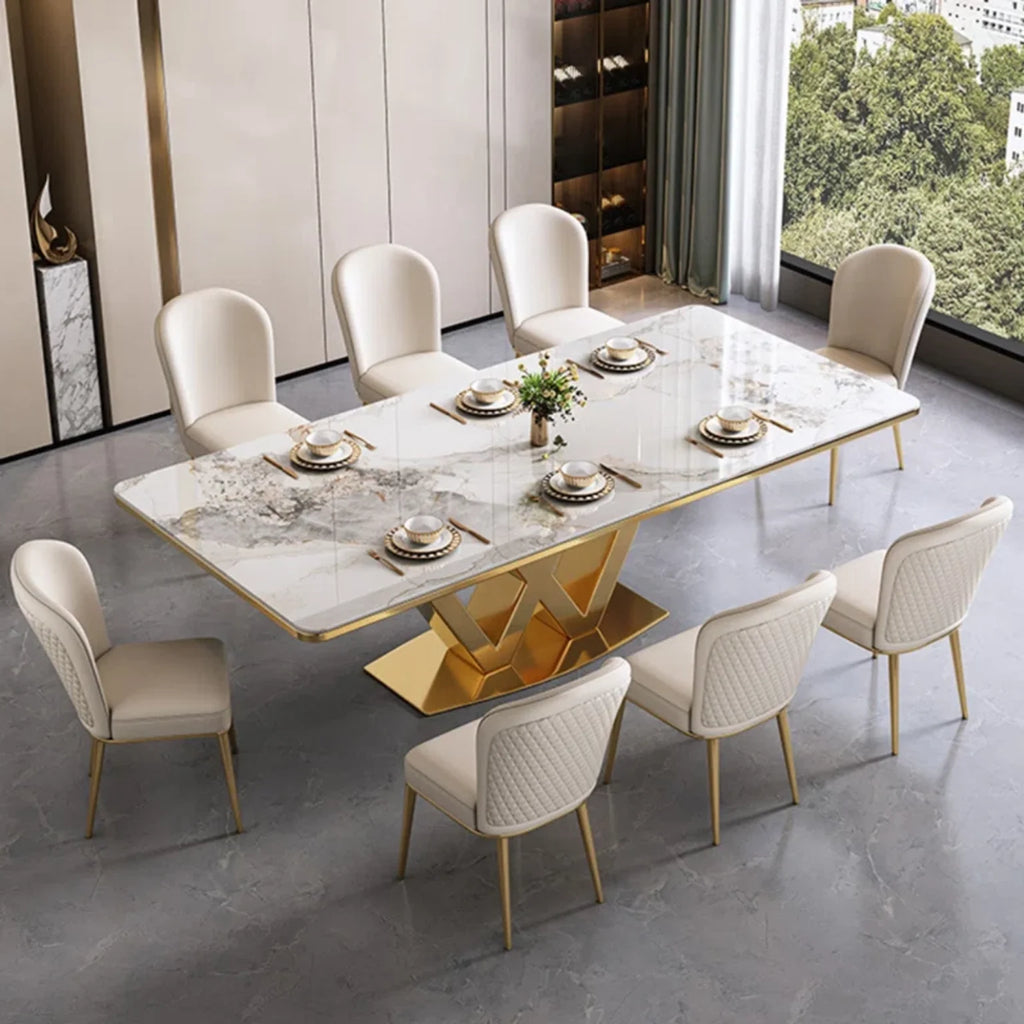 Wonderful Bright Stainless Steel Gold Dinning Table