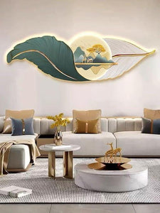 Modern Crystal Glass Wall Art with LED Light & Beads