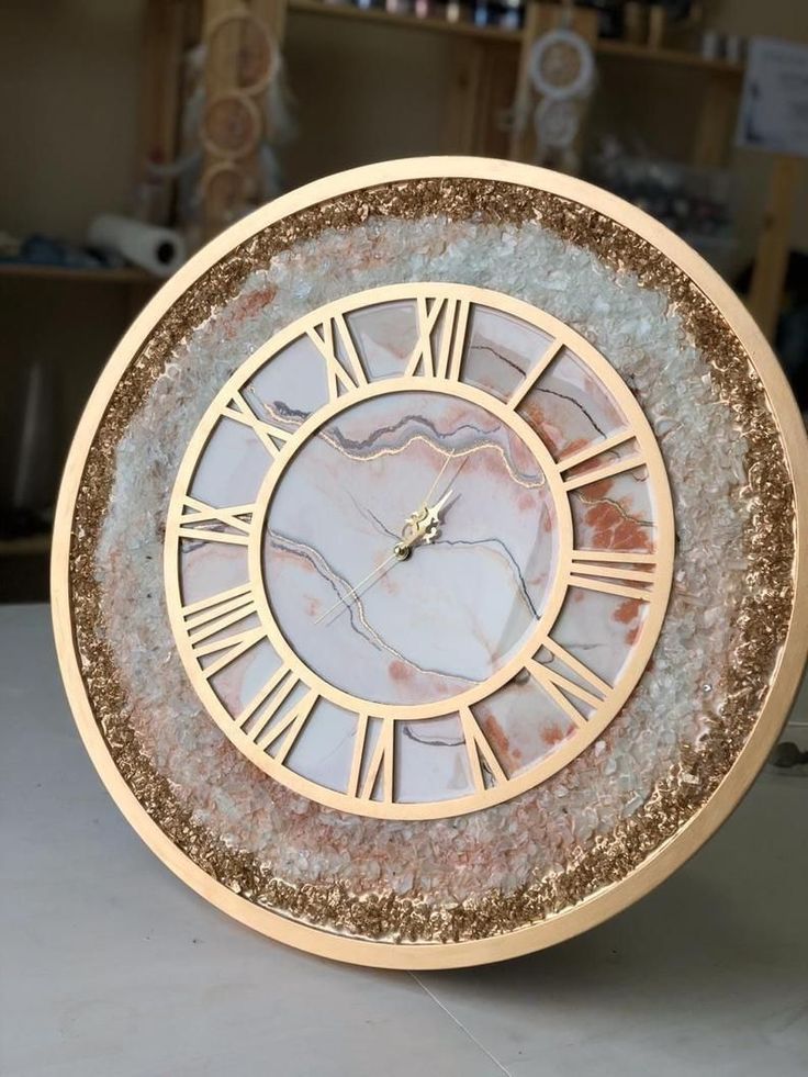 Modern Golden Frame Epoxy Resin Wall Clock