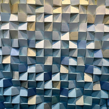 Load image into Gallery viewer, Blue and Yellow Ombre Art Geometric Wood Mosaic Wall Decor
