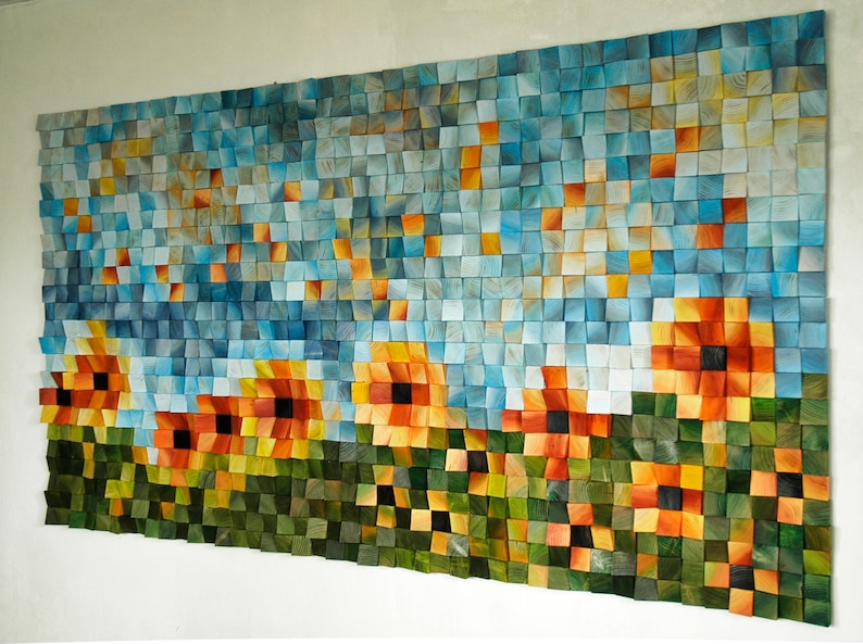 Sunflower Wood Mosaic Wall Decor