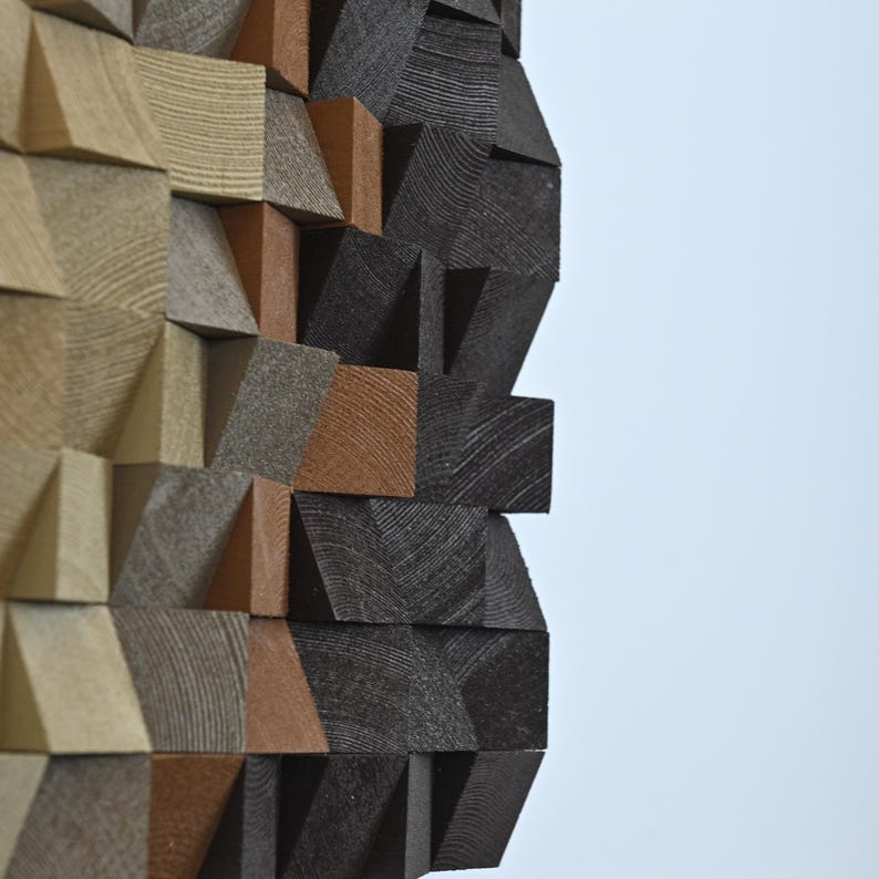 Sound Absorbing Art for Living Room Wood Mosaic Wall Decor