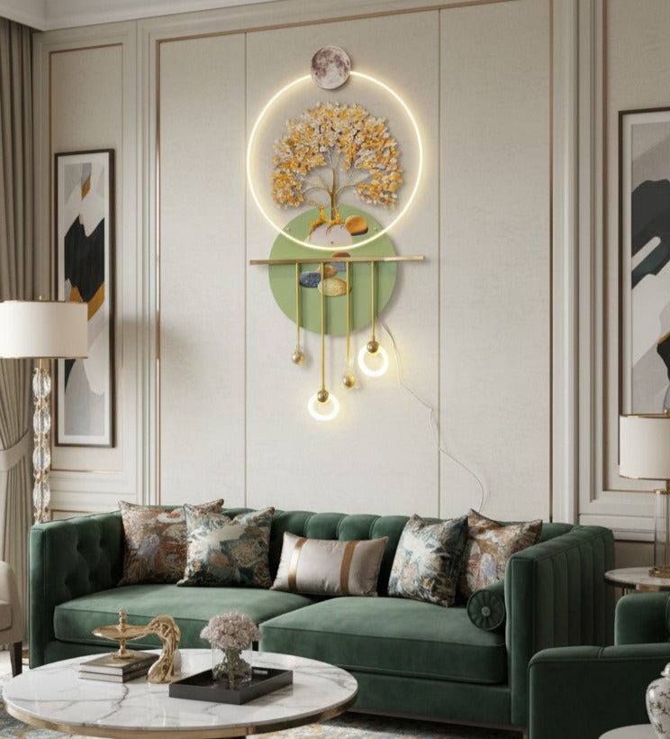 Golden Tree with Deer Wall Decor