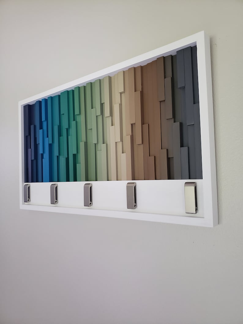 Spectrum Ridge Wall Hook Rack Plank Wood Mosaic Wall Decor