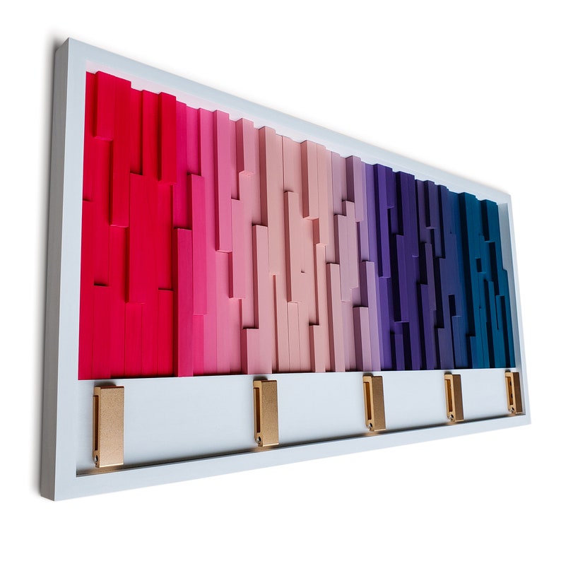 PrismWave Wall Hook Rack Plank Wood Mosaic Wall Decor