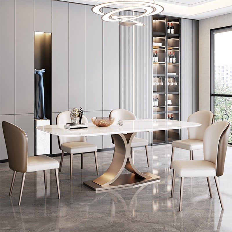 Luxury Italian Style Stainless Steel Rose Gold Dinning Table