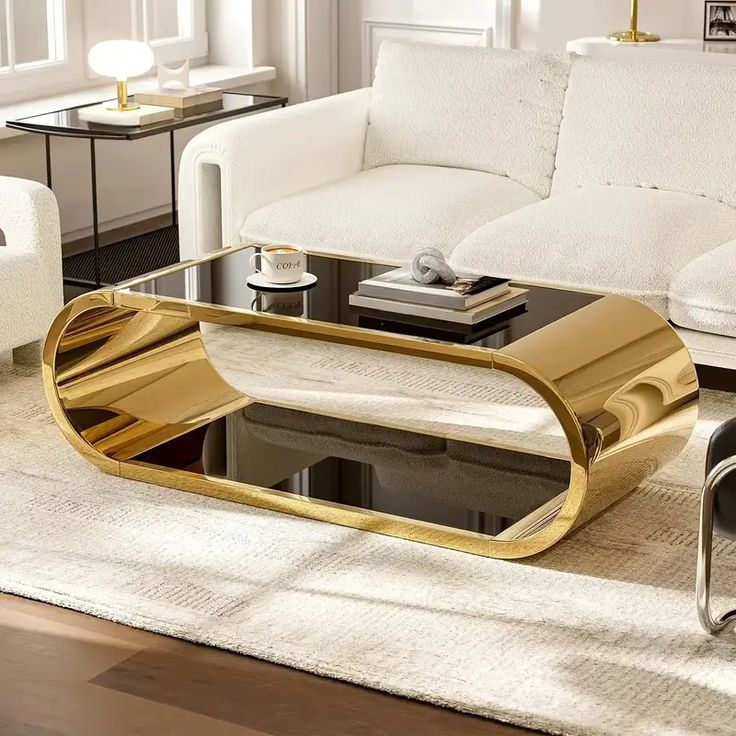 Luxury Coffee Table With Gold Metal Base