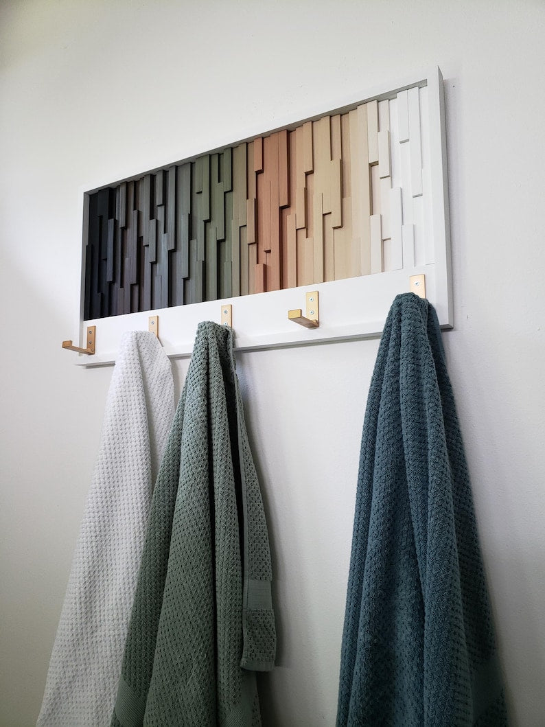 Nordic Spectrum Wall Hook Rack Plank Wood Mosaic Wall Decor