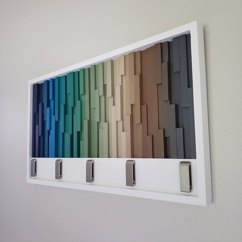 Spectrum Ridge Wall Hook Rack Plank Wood Mosaic Wall Decor