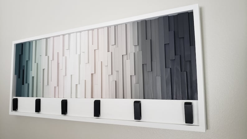 Prism Ridge Wall Hook Rack Plank Wood Mosaic Wall Decor