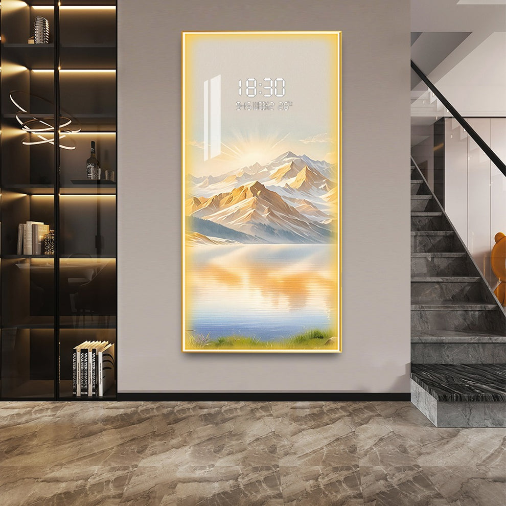 Mountain Love Crystal Painting With Digital Clock And Led