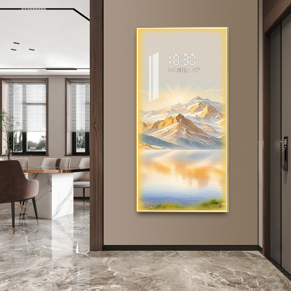 Mountain Love Crystal Painting With Digital Clock And Led