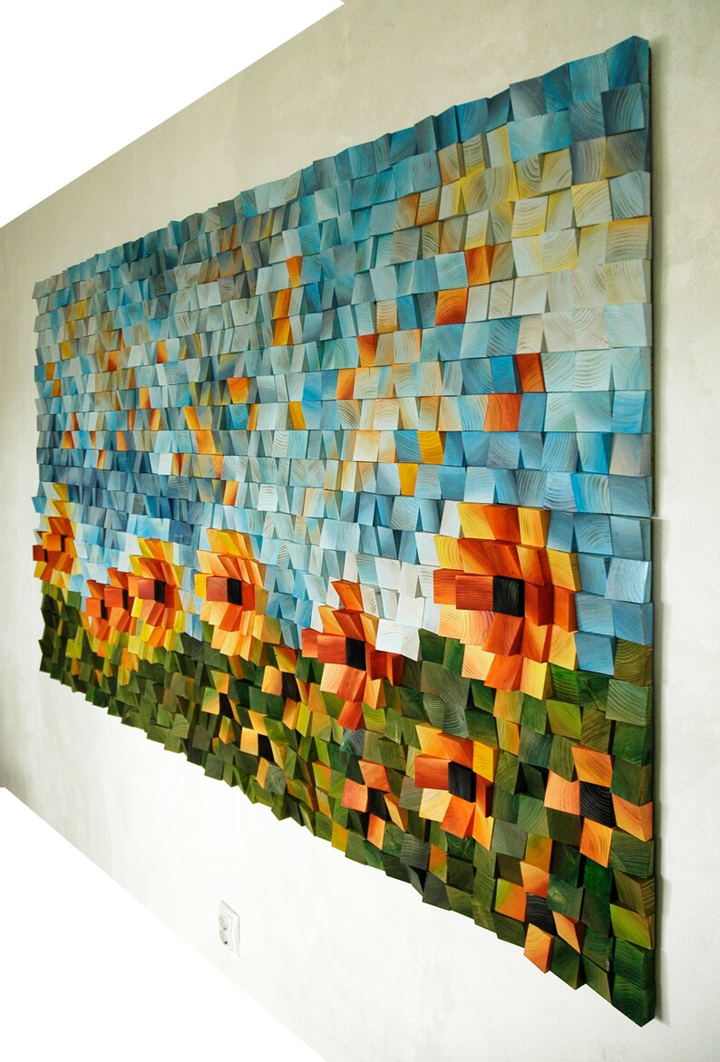 Sunflower Wood Mosaic Wall Decor