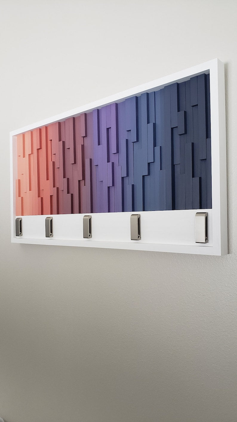 Gradient Luxe Wall Hook Rack Plank Wood Mosaic Wall Decor