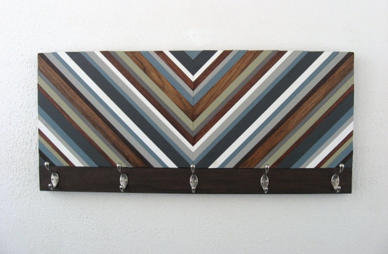 Chevron Harmony Wall Hook Rack Plank Wood Mosaic Wall Decor