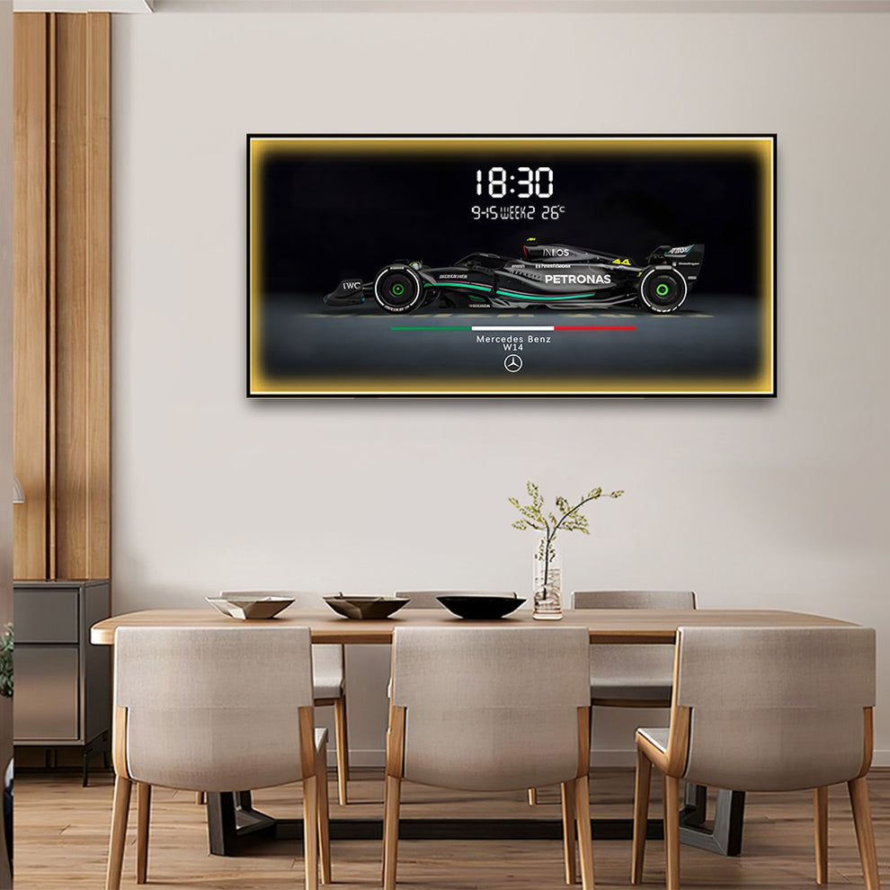Mercedes Benz Crystal Painting With Digital Clock And Led