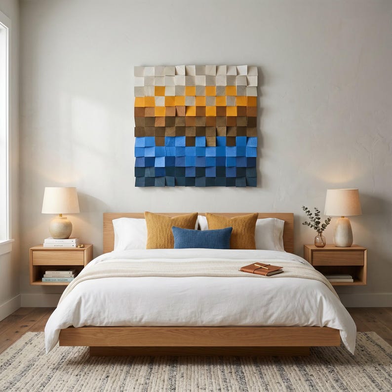 Square Acoustic Sound Diffuser Wood Mosaic Wall Decor