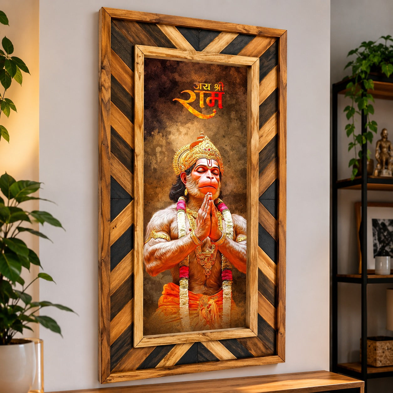 Ram Bhakt Hanuman Wood Mosaic Wall Art