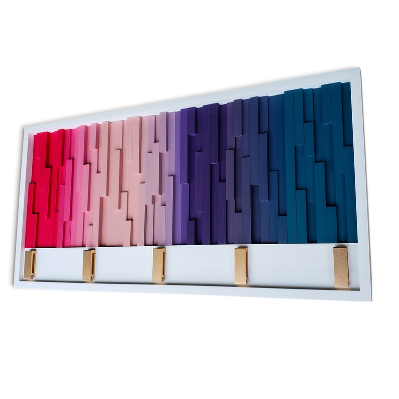 PrismWave Wall Hook Rack Plank Wood Mosaic Wall Decor