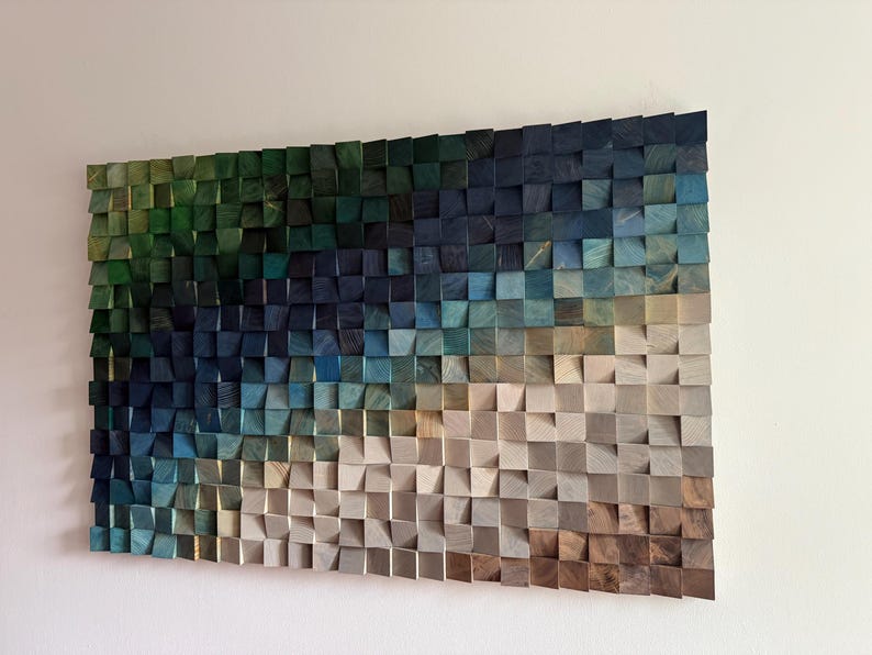 Oceanic Ombre 3D Wood Mosaic Wall Art