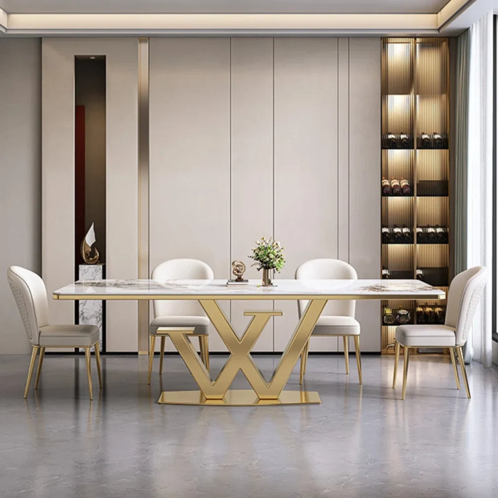 Wonderful Bright Stainless Steel Gold Dinning Table