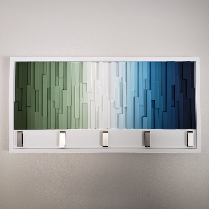 Verdant Horizon Wall Hook Rack Plank Wood Mosaic Wall Decor