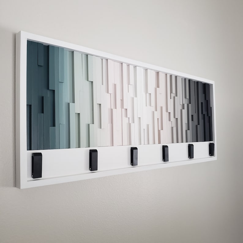 Prism Ridge Wall Hook Rack Plank Wood Mosaic Wall Decor