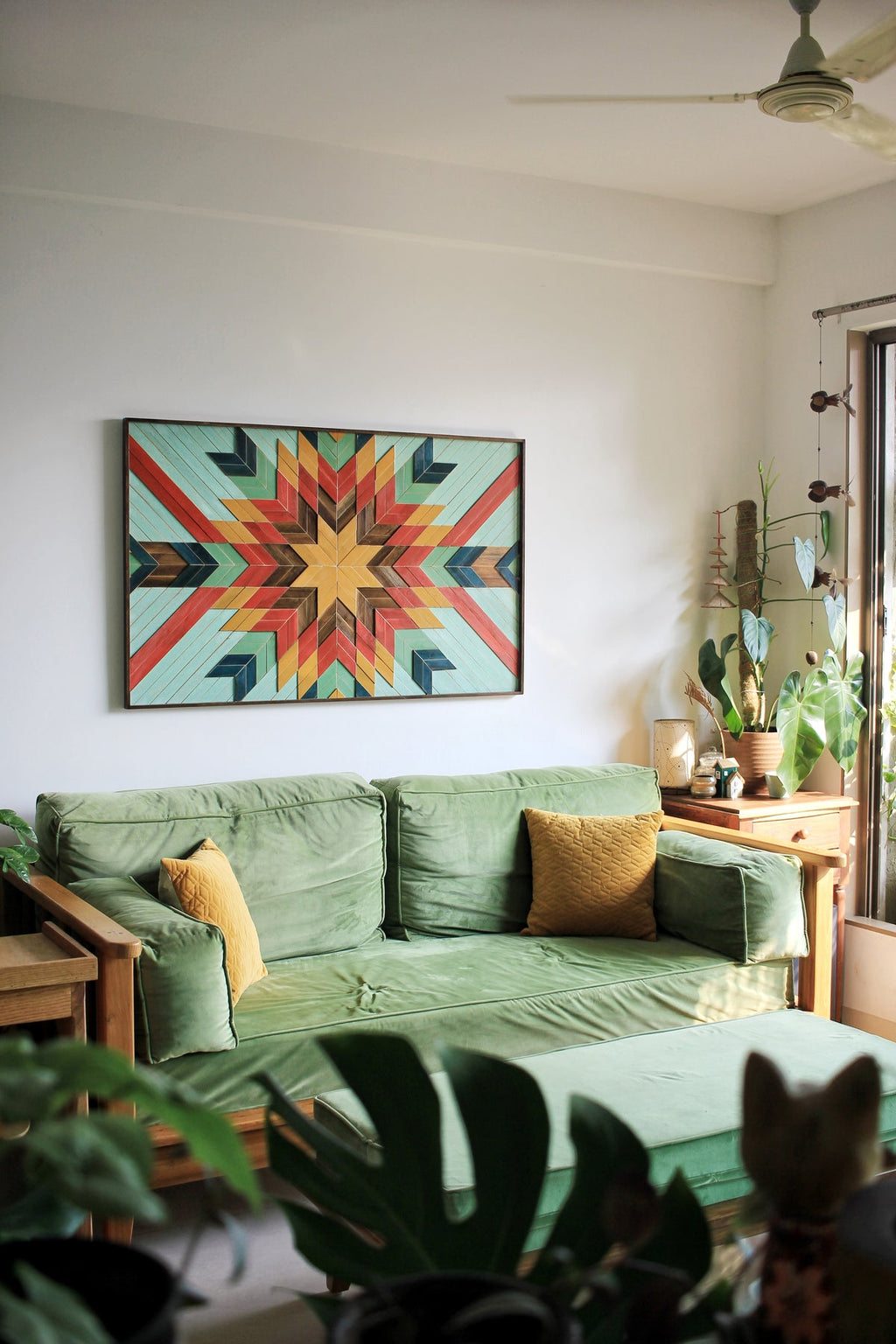 Circle of Joy Wood Mosaic Boho Art