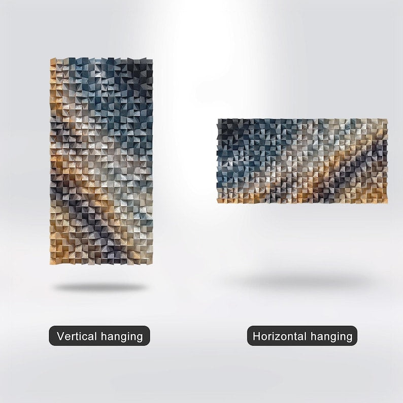 Monochrome Facets Wood Mosaic Wall Decor