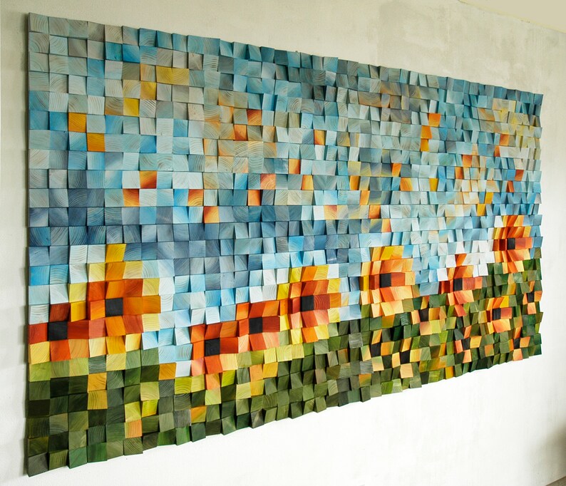 Sunflower Wood Mosaic Wall Decor