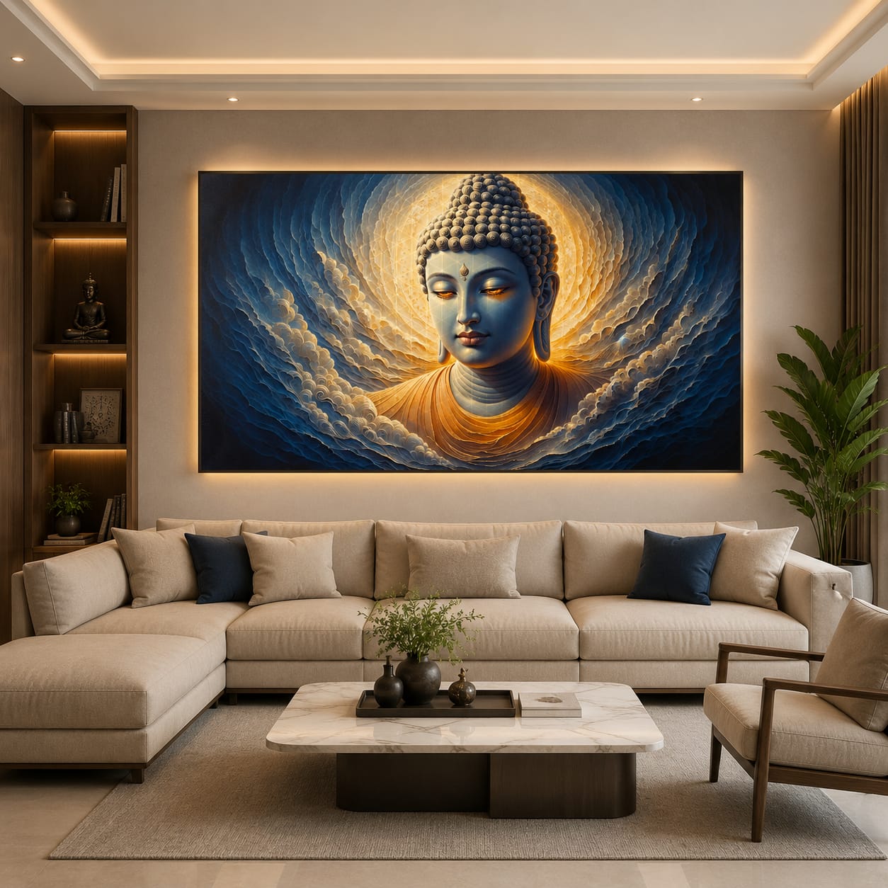 Divine Enlightenment Buddha Crystal Painting With LED