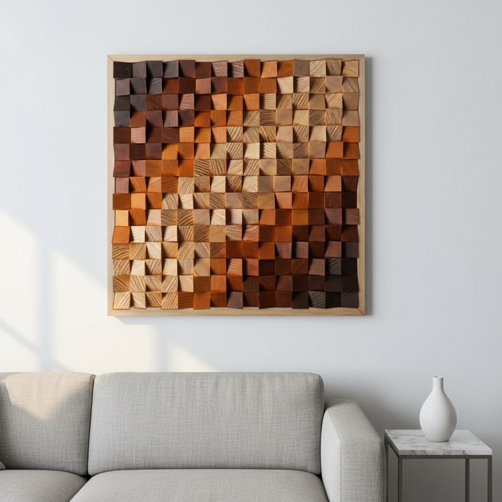 Gradient Modern Wood Mosaic Wall Decor