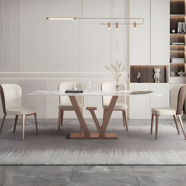 Luxury Stainless Steel Rose Gold Dinning Table