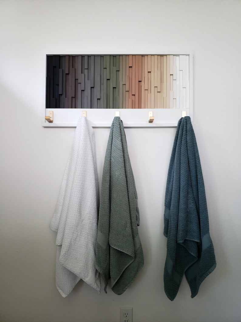 Nordic Spectrum Wall Hook Rack Plank Wood Mosaic Wall Decor