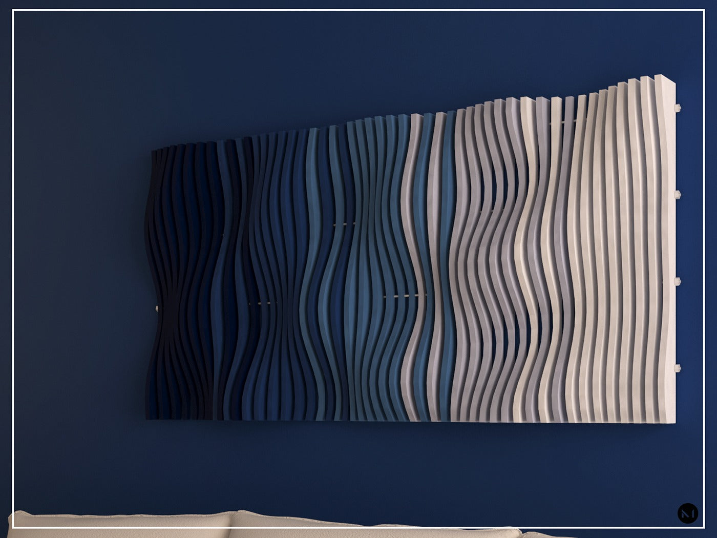 Midnight Blue Wooden Parametric Wall Art