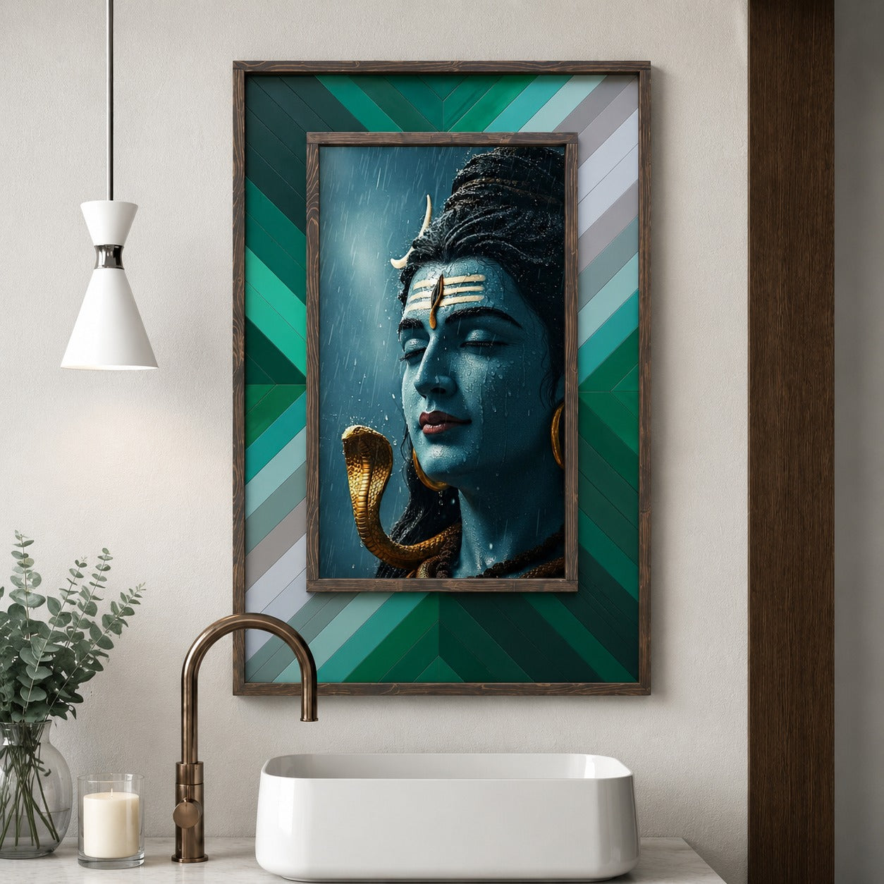 Mahadev Tranquility Wood Mosaic Wall Art